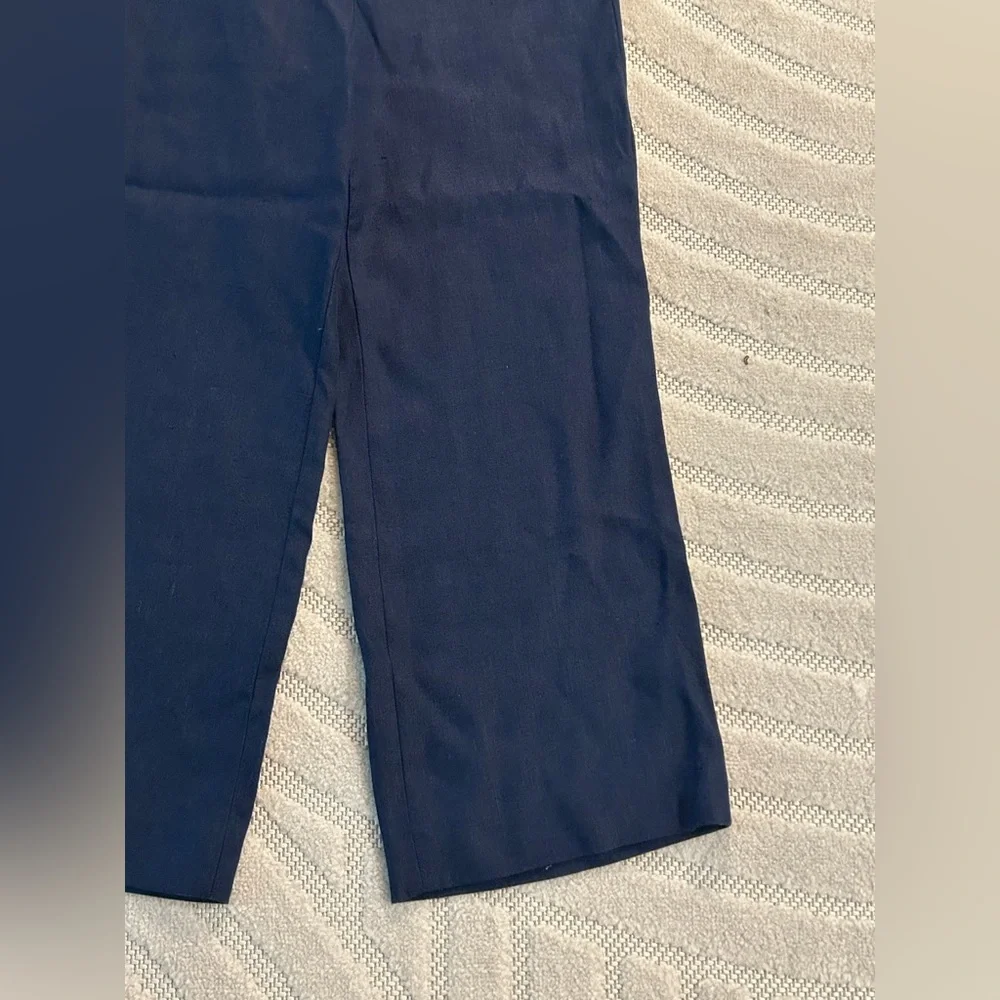 J. Crew 100% Linen Sailor Wide Leg Cropped Pants in Navy - Size 4